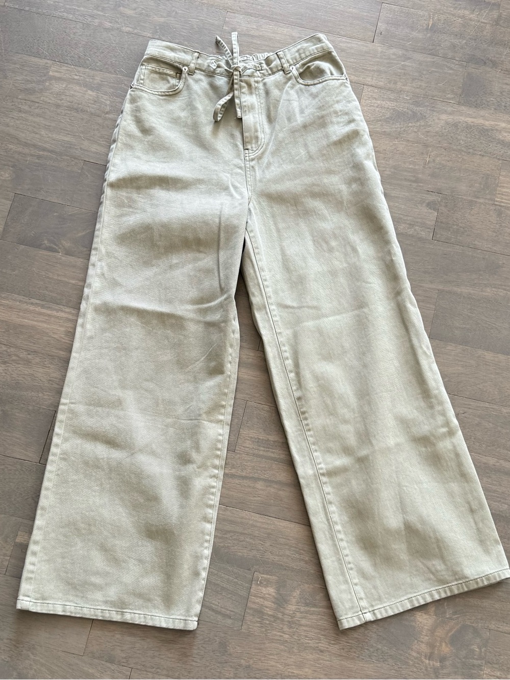 Workshop Republic Clothing Kids Wide-Leg Pull-Tie Pants in Light Beige